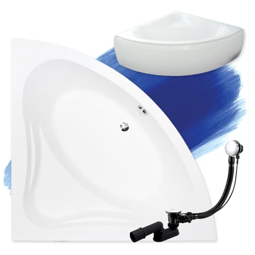 BADLAND Badewanne Original Weiß Acryl Wanne Eckbadewanne MIA 140x140 KOMPLETTSET SET mit Weiß Acrylschürze + Füßen und Exklusive Chrom Automatik Ablaufgarnitur Made in EU 4in1 BADLAND Badewanne Original Weiß Acryl Wanne Eckbadewanne MIA 140x140 KOMPLETTSET SET mit Weiß Acrylschürze + Füßen und Exklusive Chrom Automatik Ablaufgarnitur Made in EU 4in1 von Besco