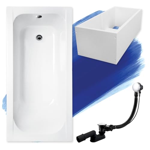 BADLAND Badewanne Original Weiß Acryl Wanne Rechteck CONTINEA 140x70 KOMPLETTSET SET mit Premium Wannenträger + Füßen und Exklusive Chrom Automatik Ablaufgarnitur Made in EU 4in1 BADLAND Badewanne Original Weiß Acryl Wanne Rechteck CONTINEA 140x70 KOMPLETTSET SET mit Premium Wannenträger + Füßen und Exklusive Chrom Automatik Ablaufgarnitur Made in EU 4in1 von Besco
