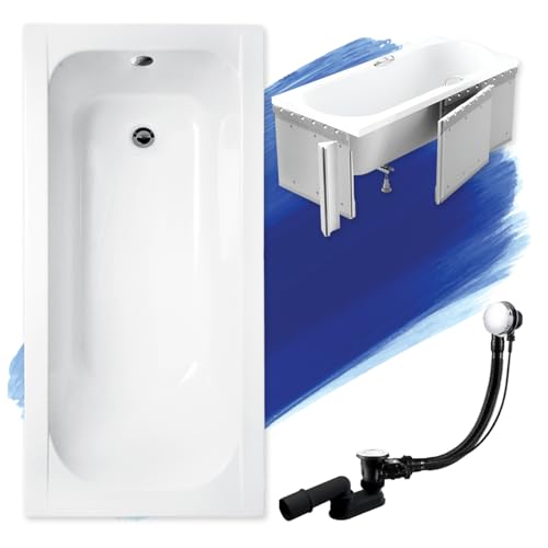 BADLAND Badewanne Original Weiß Acryl Wanne Rechteck CONTINEA 150x70 KOMPLETTSET SET mit Premium Styroporverkleidung + Füßen und Exklusive Chrom Automatik Ablaufgarnitur Made in EU 4in1 BADLAND Badewanne Original Weiß Acryl Wanne Rechteck CONTINEA 150x70 KOMPLETTSET SET mit Premium Styroporverkleidung + Füßen und Exklusive Chrom Automatik Ablaufgarnitur Made in EU 4in1 von Besco