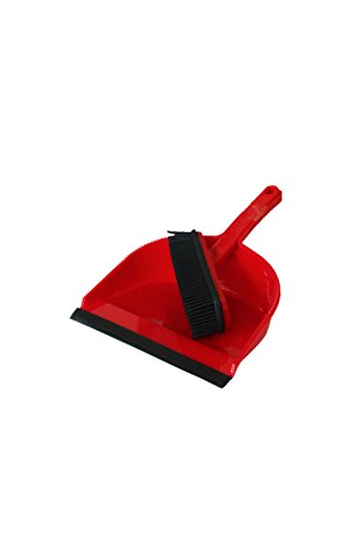 Besen - Schrubber - Bürsten 2-teilig - Handfeger mit Gummiborsten und Schaufel - Reinigungsset - Modern - Rot - Metall, Kunststoff von Besen - Schrubber - Bürsten