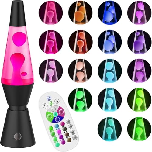 Besight 17 Farben Lavalampe Wechselnde Liquid Motion Lampe mit Fernbedienung, 37cm LED Lavalampen Nachtlicht für Erwachsene - Glitzer-Stimmungslicht für Wohnkultur, Partydeko von Besight