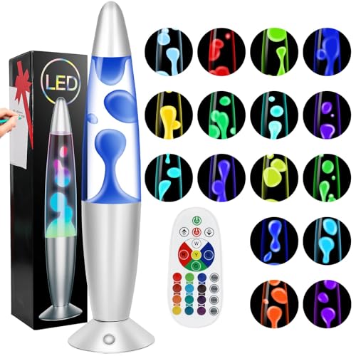 Besight Lavalampe mit 17 Farbwechsel und Fernbedienung, Lavalampen 34cm für Erwachsene, Entspannende Stimmung LED Nachtlicht für Haus Schlafzimmer Büro, Geschenk für Valentinstag Geburtstag von Besight