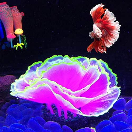 Besimple Aquarium-Korallenornament, leuchtender Effekt, Koralle, Dekoration, Kunstharz, für Aquarium, Landschaft (lila) von Besimple