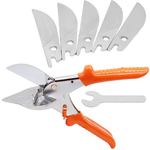 Multi Angle Miter Shear Cutter Hand Tools,45-135 Degree Adjustable Angle Scissors Trim Shears Tools with 5 Replacement Blades and Spanner von Besimple