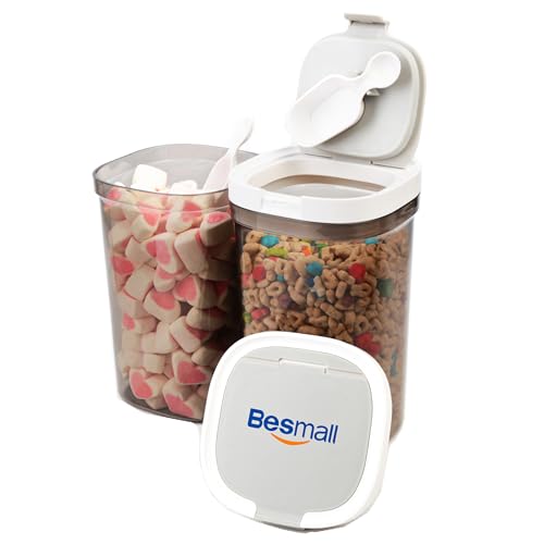 Aufbewahrung von Lebensmitteln Behälter Luftdicht Aufbewahrungsbox mit Deckel Küche Kanister Vorratsdosen mit löffel für Getreide Zucker Mehl Pulver Kaffee Gewürze Tee 2er Set 1.8 L von Besmall