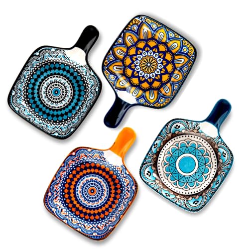 Besmeety Keramik 4x Dipschalen mit Griff, Dipschalen Set, Tapas Schalen Set, Soja Saucenschälchen, Dip Schälchen, Snackschalen, Quadratisch Schalen, Servierschalen, 12cm Besmeety Keramik 4x Dipschalen mit Griff, Dipschalen Set, Tapas Schalen Set, Soja Saucenschälchen, Dip Schälchen, Snackschalen, Quadratisch Schalen, Servierschalen, 12cm von Besmeety