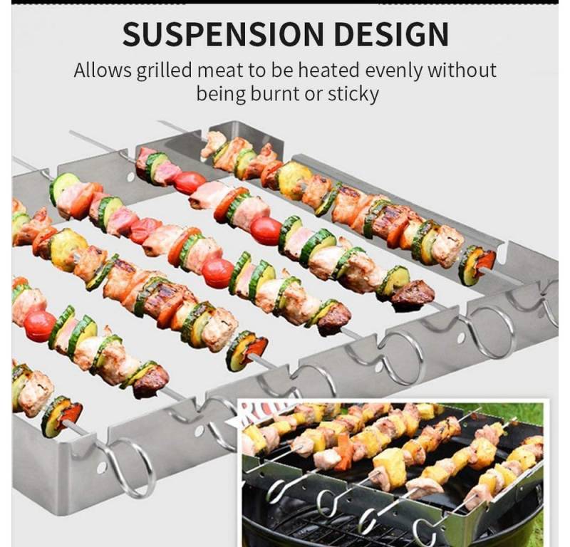 Besmrpg Grillspieß 6x BBQ Grillspieße Edelstahl Set für perfekte Grillergebnisse (6 x Grillspieße Edelstahl Set, 7-St., 6 x Grillspieße Edelstahl Set), 360° drehbare Spieße, robust und rostfrei. von Besmrpg