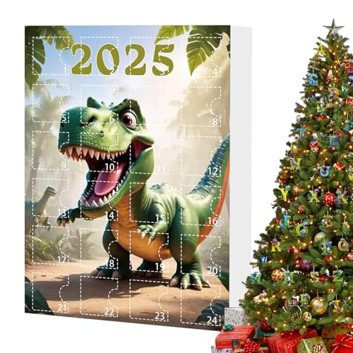 Besreey Christmas Countdown | Countdown Zu Weihnachten - 2D Alphabet Dinosaurier Motiv Ornament Set 24 Boxes Dekorative Säckchen Füllung für Männer Frauen Mädchen von Besreey
