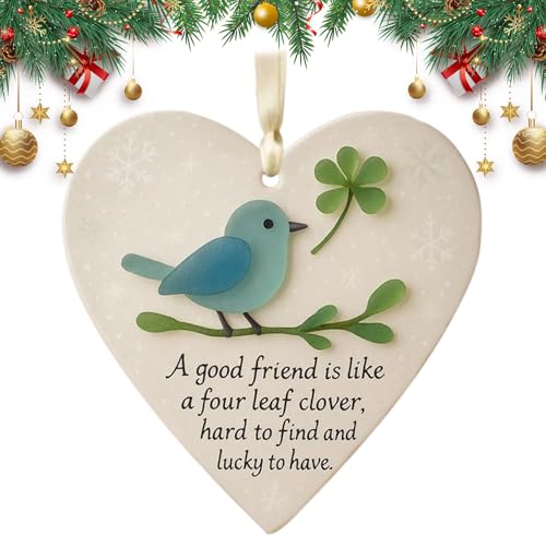 Besreey Freundschaftsdeko - Weihnachts Acryl Liebes Herz Ornamente,Blauvogel Design Anzeige Andenken für Wahre Freunde Frauen Mädchen Teens Studenten Erwachsene von Besreey