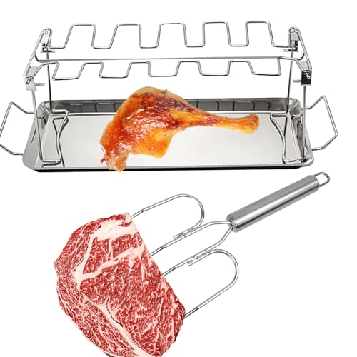Besreey Grillhalter Für Hähnchenkeulen - Geflügelbein Halter Mit Truthahngabel,Edelstahl Bratenständer Für Ofen Grillen Im Garten Und Terrasse Besreey Grillhalter Für Hähnchenkeulen - Geflügelbein Halter Mit Truthahngabel,Edelstahl Bratenständer Für Ofen Grillen Im Garten Und Terrasse von Besreey
