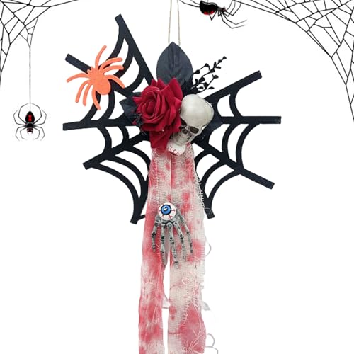Besreey Halloween Dekorationen - Dekoration für Spukhaus inklusive Spinne und Schädel | Gruseliges Deko Element für die Halloween Zeit im Innenbereich an Fenstern Türen und Wänden für von Besreey