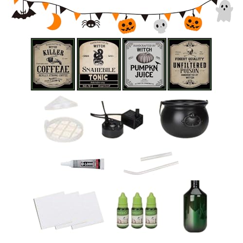 Besreey Hexenkessel Für Kinder - Gruselige Halloween-Deko | Einfacher Aufbau Mit Schwebendem Zaubertrank-Set Und Diffusor Für Gruselpartys Im Garten von Besreey