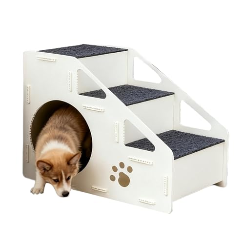 Besreey Hundetreppen Für Das Bett - rutschfeste Treppe Für Hunde Und Katzen | 4 Stufen Rampe Für Tierhaus | Für Hohes Bett Schlafzimmer Couch Kleine Mittelgroße Große Tiere Welpen Kätzchen von Besreey