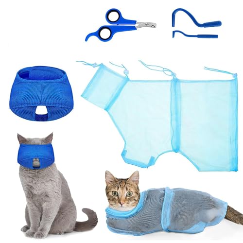 Besreey Katzenpflegeset, 5 Teile Kitten Pflegeset Mit Zecken Entferner, Einstellbare Krallenpflege Mit Zeckenentferner Für Kleintiere Katzen Welpen von Besreey