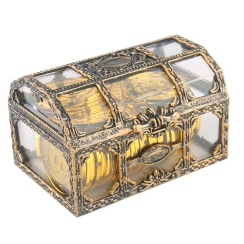 Besreey Piratentruhe Transparent | Piratentruhe Schmuckaufbewahrung | Tragbarer Vintage Aufbewahrungsbehälter Für Karneval Süßigkeiten Andenken Für Und Mädchen Halloween Zuhause Bühnenrequisiten von Besreey