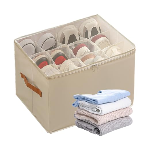 Besreey Schuhaufbewahrung | Faltbare Aufbewahrungsbox,Box Mit Verstellbaren Trennwänden Abnehmbarer Deckel Und Griff Für Wohnzimmer Schlafzimmer Studentenzimmer von Besreey