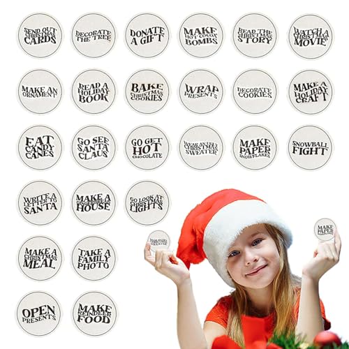Besreey Weihnachts-Countdown-Token-Set | Weihnachts-Advent-Münzset - Holz-Countdown-zu-Weihnachts-Event-Münze für Dekorationen, Feiertags-Sammelalben von Besreey