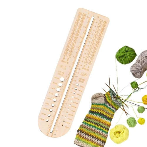 Stricknadel Lineal - Stricknadelmaß Holz - Stricknadel Messer - Knitting Needle Gauge - Sockenblocker | 32 X 8 X 0,5 Cm, Ruler, Stricknadelmaß Auf Holz, Nähen Werkzeuge von Besreey