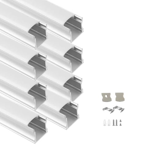 Besseto 8Pack 3.3ft/1M Spotless LED Aluminum Channel,Flat Milky Diffuser Deep Aluminum Profile Channel for LED Strip Light Width Up to 12mm Besseto 8Pack 3.3ft/1M Spotless LED Aluminum Channel,Flat Milky Diffuser Deep Aluminum Profile Channel for LED Strip Light Width Up to 12mm von Besseto