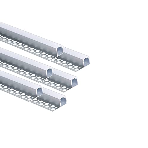 Besseto LED Fliesen Profil 6 Pack 3.3FT/1 Meter Gips Trim Rand Streifen Aluminium Profil, Trimless vertiefte Aluminium LED Fliesen Profil mit milchigen Diffusor und Endkappen Besseto LED Fliesen Profil 6 Pack 3.3FT/1 Meter Gips Trim Rand Streifen Aluminium Profil, Trimless vertiefte Aluminium LED Fliesen Profil mit milchigen Diffusor und Endkappen von Besseto