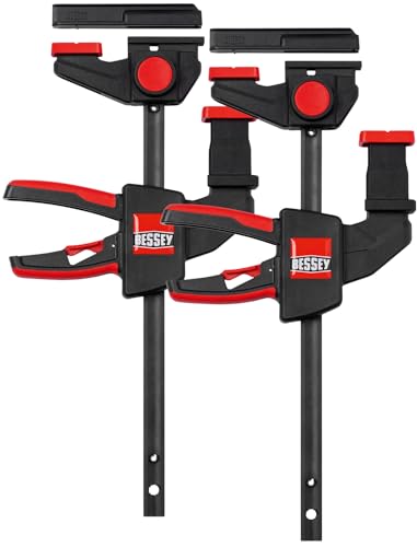 BESSEY Einhandzwinge und Tischzwinge EZR15SET, fixieren von Führungsschienen an Arbeitstischen, Adapter auf Ober-/Unterteil einsetzbar, Gewicht 0,90 Kg, von Bessey