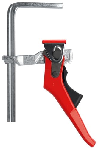 Bessey GTR16S6H Stahl-Ratschen-Tischklemme mit 6 5/16 Zoll Kapazität x 2 5/16 Zoll Schlagtiefe & 245 kg Spannkraft, Rot/Silber von Bessey