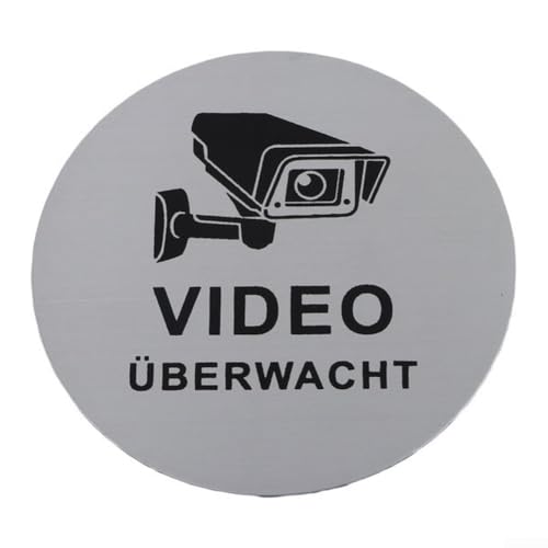 1 Stück 2 Stück 4 Stück Gebürstetes Aluminiumschild Türschild Sicherheits-Videoschild für Wände für Fenster kreisförmiges Design Teilname: Videoschild Metallkonstruktion (1 Stück) von Besshepplo