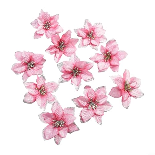13 cm Weihnachtsstern, Glitzer-Blumen-Ornamente für Weihnachtsbäume und Feiertagsfeiern (Rosa) von Besshepplo