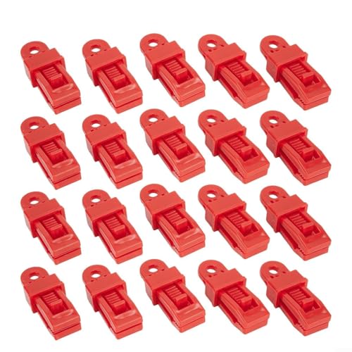 20 Stück robuste, verstellbare Kunststoff-Clips für Schatten für Planen und Vordächer, wasser- und winddichtes Design (rot) von Besshepplo