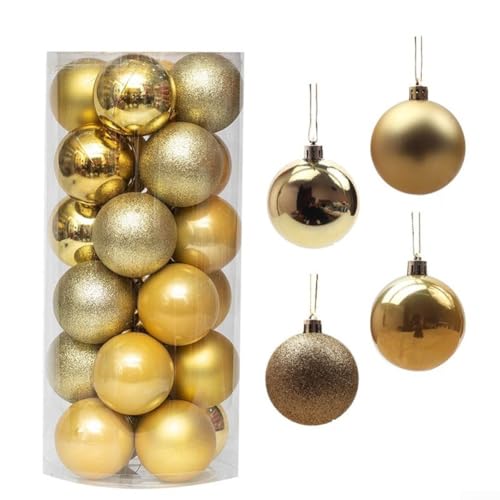 24 Stück Weihnachtskugel-Ornamente für Hochzeit und Feiertagsparty-Dekorationen, geeignet zum Aufhängen an Bäumen und für den Heimgebrauch (Gold) von Besshepplo