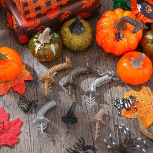 48 Stück künstliche Kürbisstiele für Halloween und Herbst Bastelprojekte, Kunststoffstiele für einzigartige Kürbisdekorationen (A) von Besshepplo