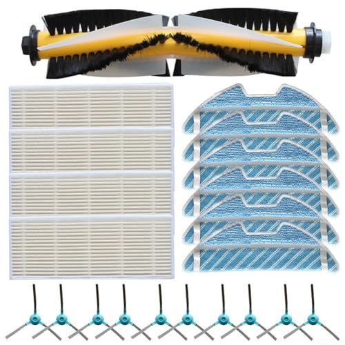 Besshepplo 1 x Hauptbürste Seitenbürsten Wischtuchfilter Ersatz-Set für Sensor SRV 4200BK 4250SL 2230TI 6250BK 9250BK 9200BK Roboterstaubsauger (B) von Besshepplo