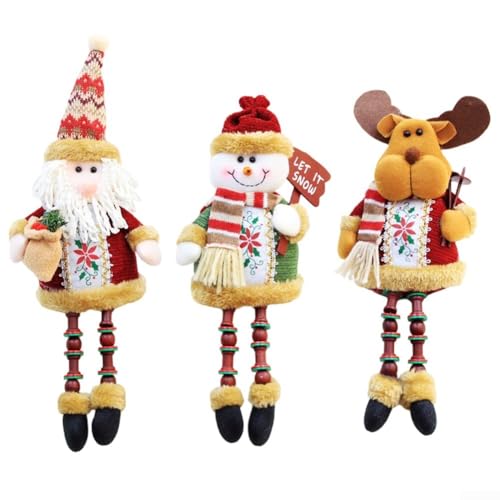 Besshepplo 3 Stück Weihnachts-Plüsch-Dekoration mit Weihnachtsmann, Schneemann, Rentier, weiches Flanell und Wolle mit stabilem sandgefülltem Boden, festliche Ornamente für Zuhause, Tischplatte und Besshepplo 3 Stück Weihnachts-Plüsch-Dekoration mit Weihnachtsmann, Schneemann, Rentier, weiches Flanell und Wolle mit stabilem sandgefülltem Boden, festliche Ornamente für Zuhause, Tischplatte und von Besshepplo