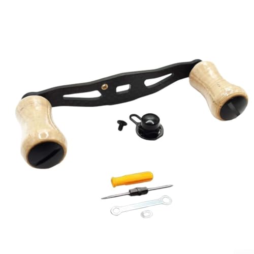 Besshepplo Angelrolle Schüttelgriff 3K Kohlefaser Angelrolle Griff mit Werkzeug Schrauben für DAIWA FOR ABU Kork Flacher Knauf DIY Spule Arm Griff leicht 23G 85 mm (schwarz2) von Besshepplo