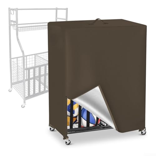 Besshepplo Basketball-Rack-Abdeckung, 420D/210D Oxford-Gewebe, doppelseitige PVC-Beschichtung, seitlicher Reißverschluss, Abdeckung mit seitlichem Reißverschluss für Outdoor-Garage, Sport (210D braun) Besshepplo Basketball-Rack-Abdeckung, 420D/210D Oxford-Gewebe, doppelseitige PVC-Beschichtung, seitlicher Reißverschluss, Abdeckung mit seitlichem Reißverschluss für Outdoor-Garage, Sport (210D braun) von Besshepplo