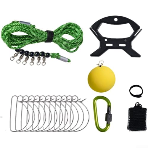 Besshepplo Fischstringer Kit Angeln Stringer Live Heavy Duty Fish Lock Kabel Seile mit Edelstahl Schnalle Lock Float für lebende Fische Anti Angeln Ausrüstung (5 m + 12 Bauchschnallen) von Besshepplo