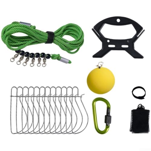 Besshepplo Fischstringer Kit Angeln Stringer Live Heavy Duty Fish Lock Kabel Seile mit Edelstahl Schnalle Lock Float für lebende Fische Anti Angeln Ausrüstung (5 m + 12 Schnallen) von Besshepplo