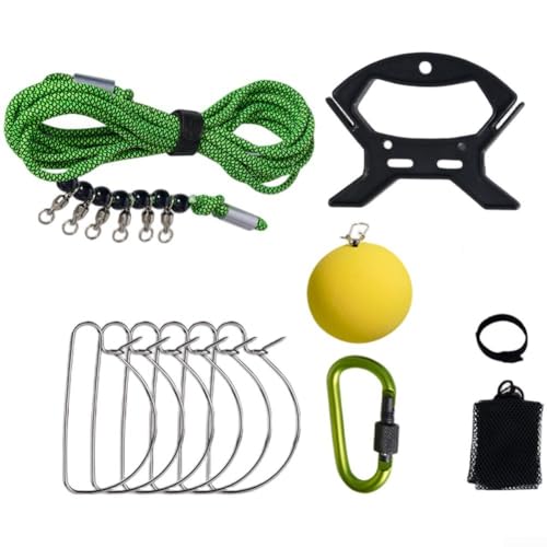 Besshepplo Fischstringer Kit Angeln Stringer Live Heavy Duty Fish Lock Kabel Seile mit Edelstahl Schnalle Lock Float für lebende Fische Anti Angeln Ausrüstung (5 m + 6 Bauchschnallen) von Besshepplo