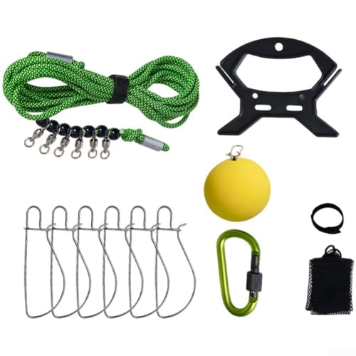 Besshepplo Fischstringer Kit Angeln Stringer Live Heavy Duty Fish Lock Kabel Seile mit Edelstahl Schnalle Lock Float für lebende Fische Anti Angeln Ausrüstung (5 m + 6 Schnallen) von Besshepplo