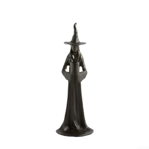 Besshepplo Halloween-Kerzenständer-Ornamente, Kunstharz, Hexenstatue mit Halloween-Kerzenleuchtern, Gothic, spirituelle Dekoration, Harz, Hexenstatue, Tisch-Kerzenhalter (eine einzelne Kerze) von Besshepplo