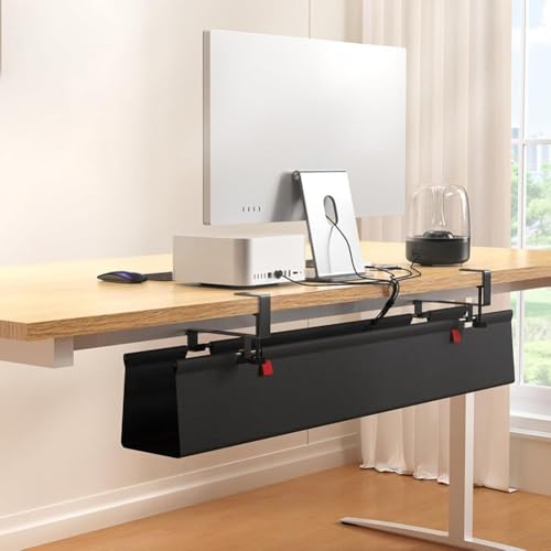 Besshepplo Kabel-Management-Tablett unter dem Schreibtisch mit wasserdichtem Stoffkorb, Klemme, Schraubbefestigung, Kabel-Organizer für Schreibtisch, Nachttisch, Kabelkorb für Büro und Zuhause von Besshepplo