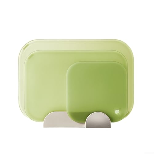 Besshepplo Set mit 3 Schneidebrettern aus Kunststoff mit rutschfestem Halter zum Schneiden von Obst, Gemüse, Fleisch, Brot und Käse, verhindert Kreuzkontamination (grün) von Besshepplo