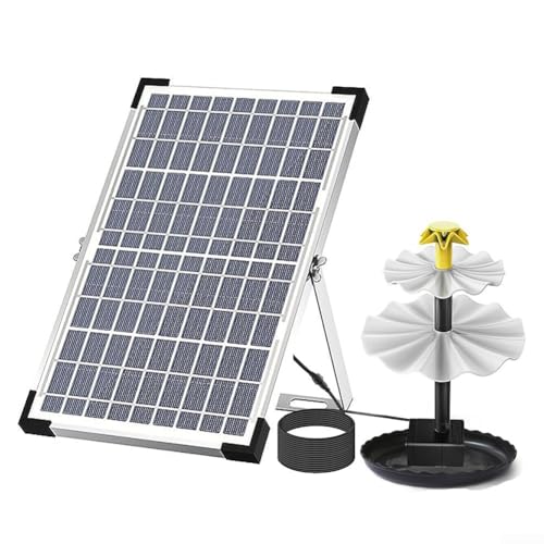 Besshepplo Solarbrunnen Vogeltränke Brunnen Solarbetriebener Wasserbrunnen Wandmontierbares Panel für Vogeltränke Garten Teich Pool Aquarium mit 4 Sprühmustern von Besshepplo