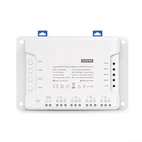 Besshepplo WiFi Smart Lichtschalter-Modul, DIN-Schienenmontage, Fernbedienung, 4-K-Modul für Tuya RF Sprachsteuerungsmodul für Alexa Smart Home Automation (4CH Pro-R3) von Besshepplo