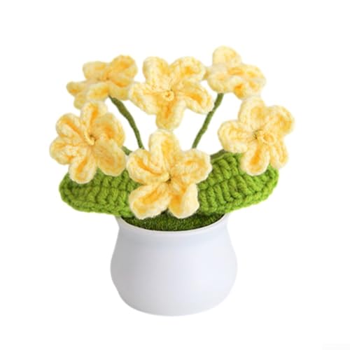 Charmante gewebte Häkel-Pflanzgefäße, auffällige dekorative Optionen auf Schreibtischen (gelb) von Besshepplo