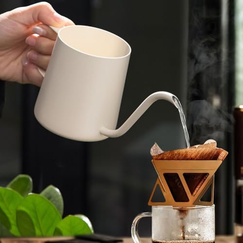 Edelstahl-Schwanenhals-Wasserkocher 350600 ml mit gewelltem Griff und schmalem Ausguss für präzises Übergießen (350 ml) von Besshepplo