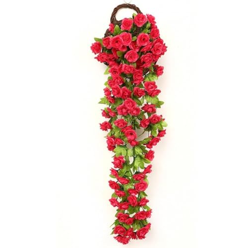 Hängende Dekoration mit lebendigen künstlichen Rosen für den Innen- und Außenbereich, perfekte Ergänzung für jede Umgebung (Rosenrot) von Besshepplo
