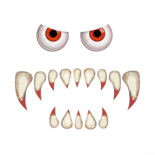 Halloween Outdoor Gesicht Dekorationen Set mit 16 Stück Einschließlich Big Eyes und Fang Designs, wasserdichte PVC Aufkleber für Türen, Wände und Torbögen Halloween Outdoor Gesicht Dekorationen Set mit 16 Stück Einschließlich Big Eyes und Fang Designs, wasserdichte PVC Aufkleber für Türen, Wände und Torbögen von Besshepplo