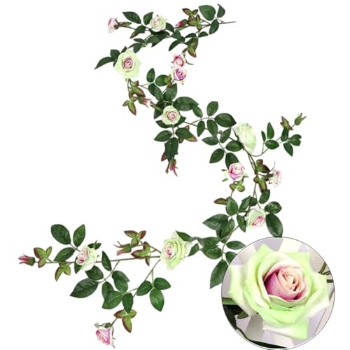 Künstliche Rosenranken für elegante Heim- und Hochzeitsdekoration, flexibel und Blumenarrangements (grün) von Besshepplo