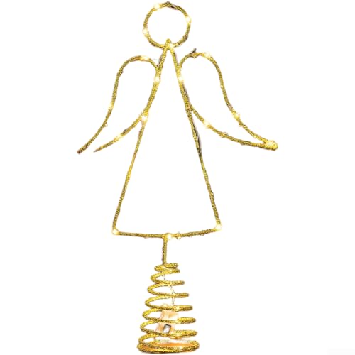 LED Engel Baum Endstück mit Glitzer Funkeln und Eisenrahmen für Weihnachten und für Ostern Urlaub Dekor Tisch oder Baum Display (Baumdekoration) von Besshepplo